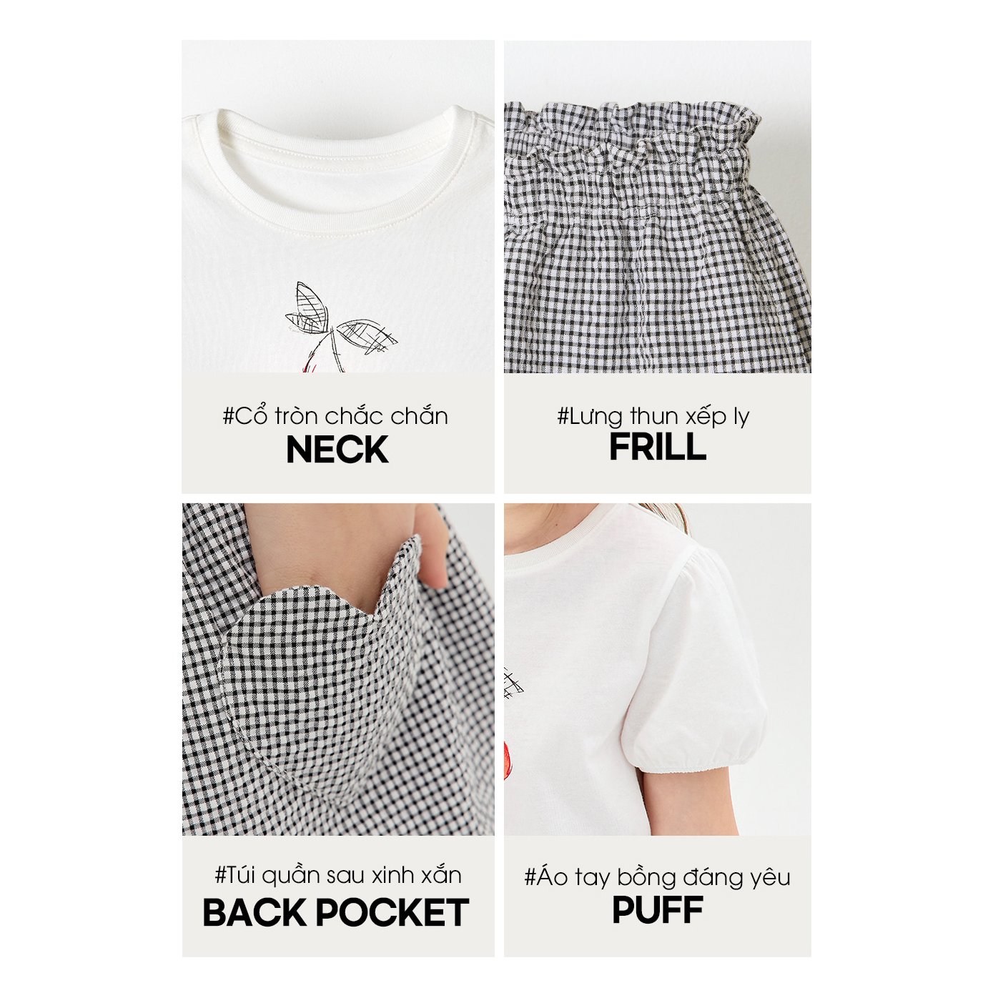 Bộ đồ ngắn cotton mịn bé gái U3217