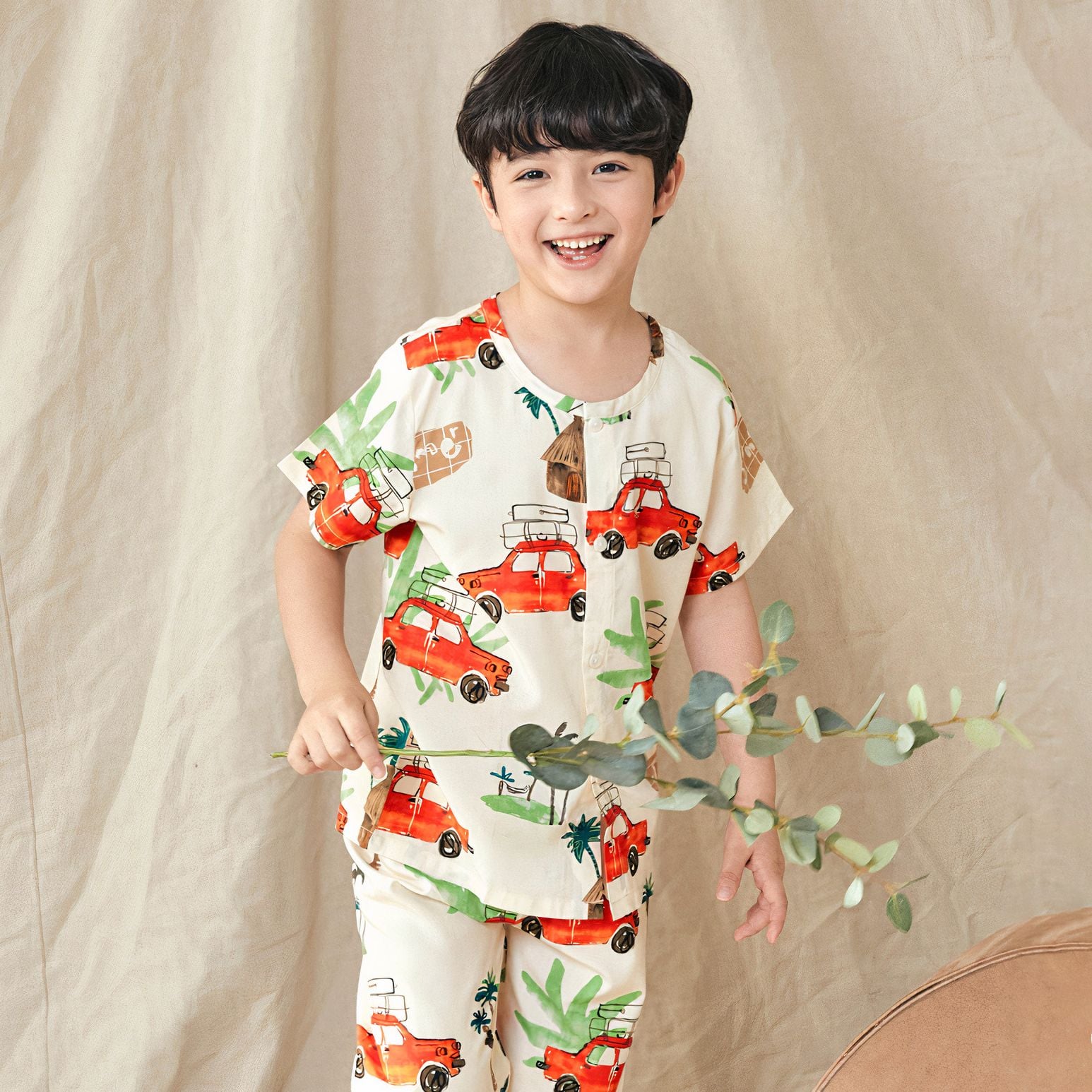 [Lẻ size] Bộ đồ Pyjama Viscose Rayon mịn ngắn tay bé trai và bé gái U8012