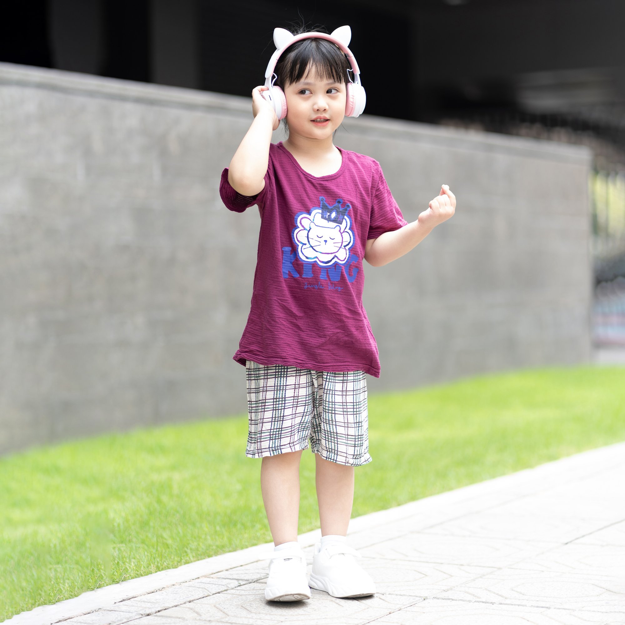 Bộ đồ ngắn cotton giấy phối cotton mịn bé gái và bé trai U3144