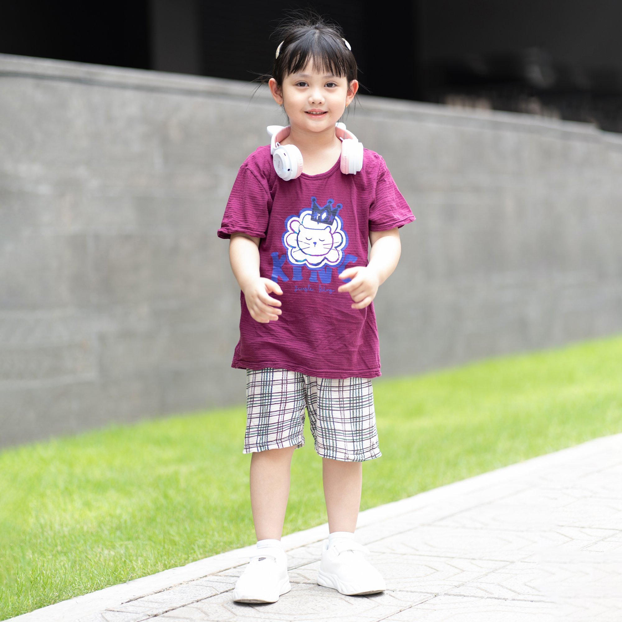 Bộ đồ ngắn cotton giấy phối cotton mịn bé gái và bé trai U3144