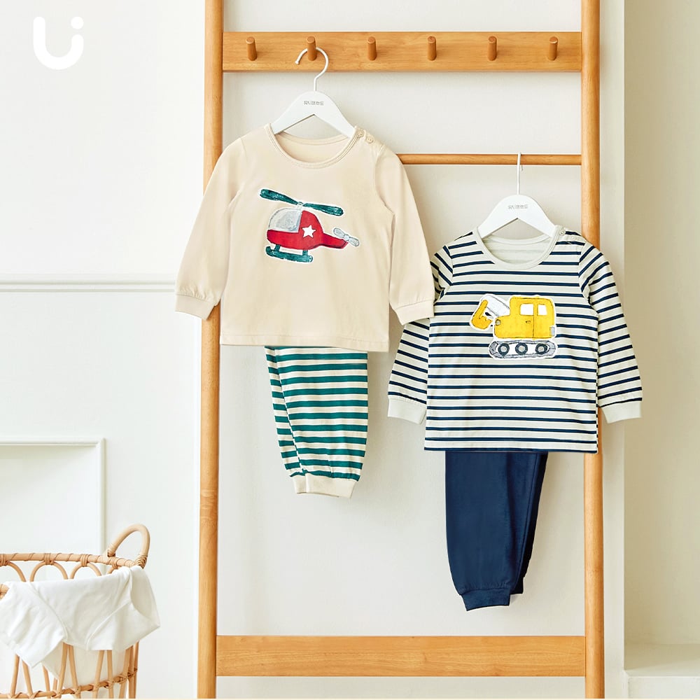 Bộ đồ dài dáng rộng cotton mịn bé trai U1184