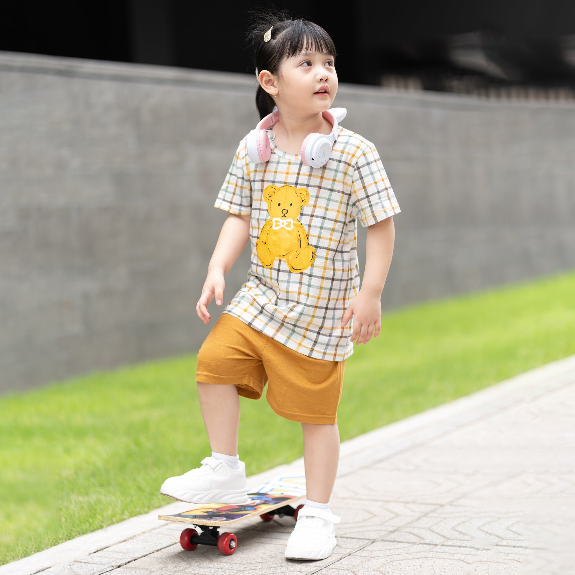 Bộ đồ ngắn cotton mịn bé trai và bé gái U3110