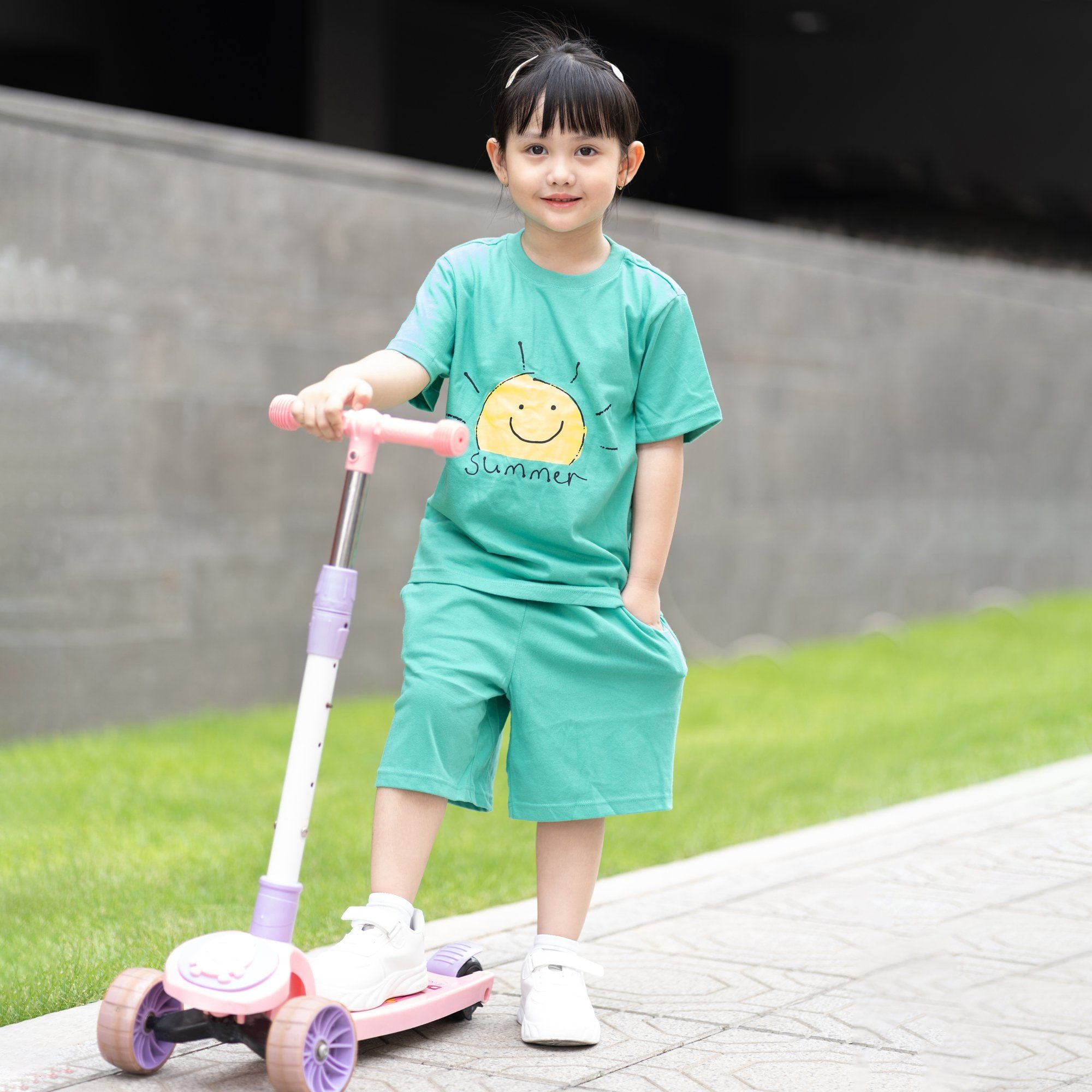 Bộ đồ ngắn cotton mịn bé trai và bé gái U3132