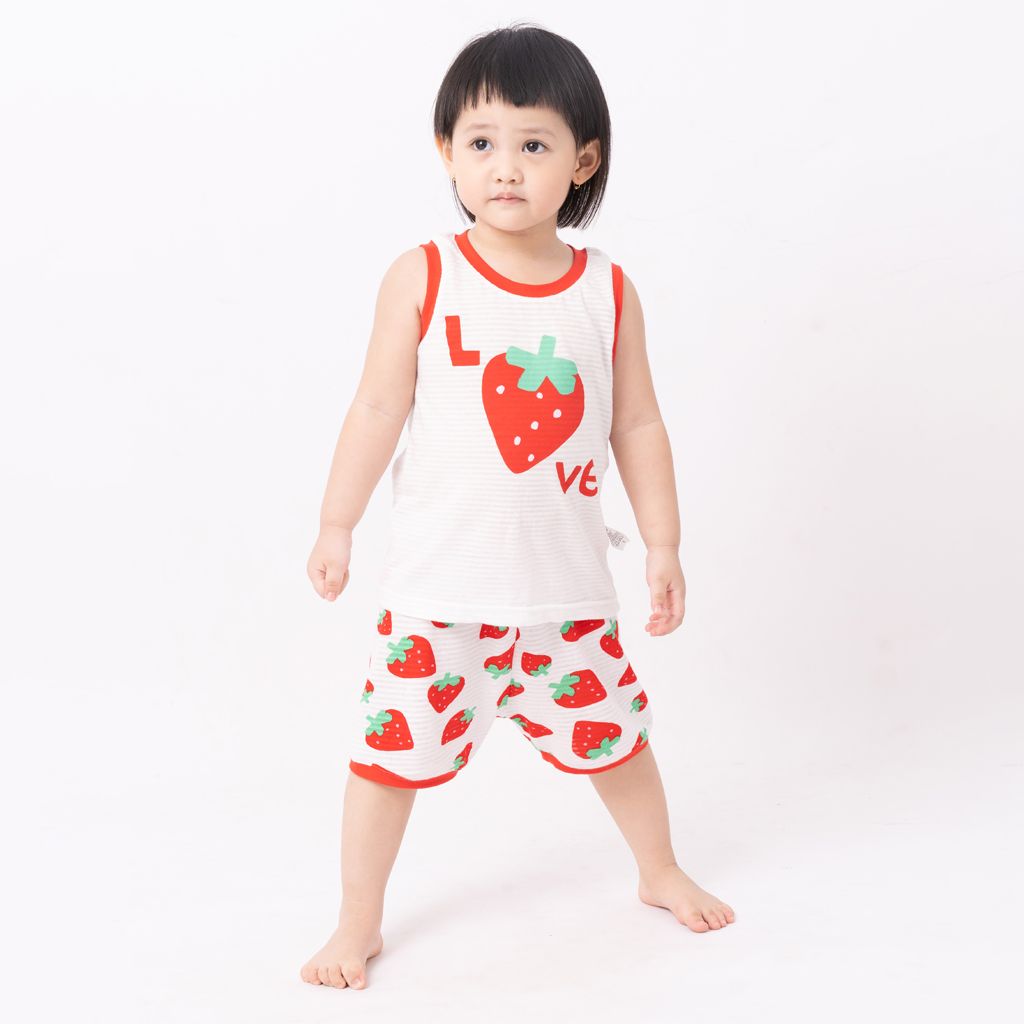 Bộ đồ ba lỗ cotton giấy bé gái U4060