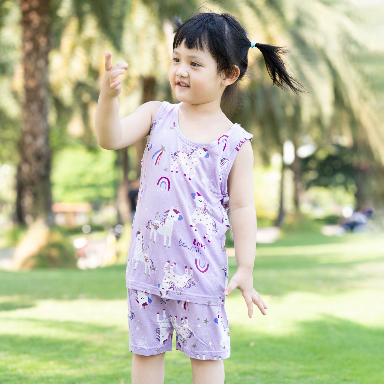 Bộ đồ ba lỗ vải sợi tre cao cấp bé gái U4042