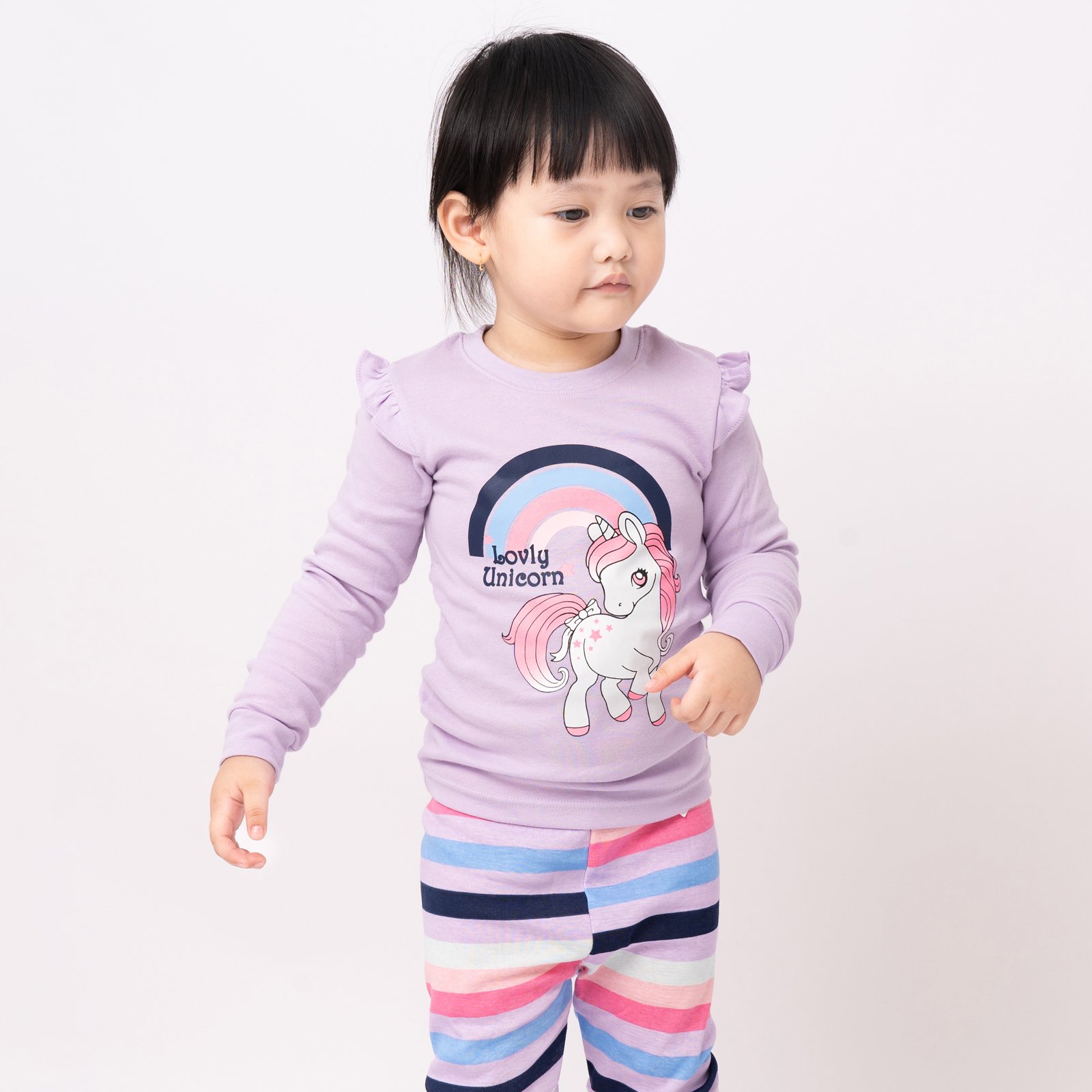 Bộ đồ dài dáng ôm cotton mịn bé gái U1149