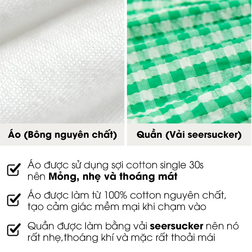 Bộ đồ ngắn cotton mịn bé gái U3214