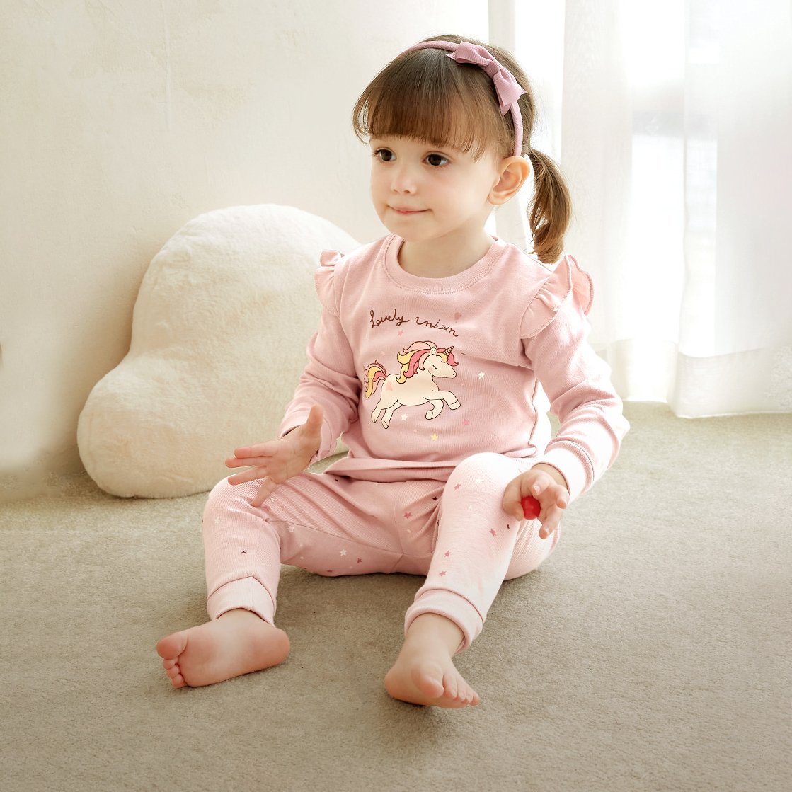 Bộ đồ dài dáng ôm cotton mịn bé gái U1202