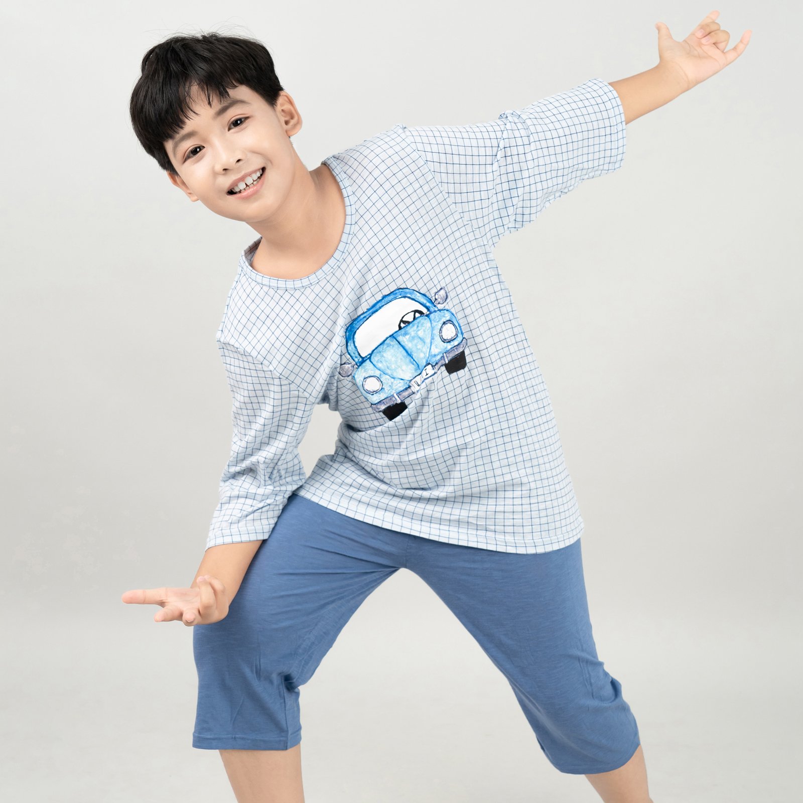 Bộ đồ lửng cotton mịn bé trai U2067