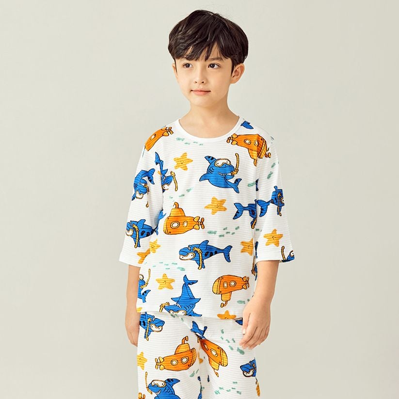 Bộ đồ lửng cotton giấy bé trai U2038