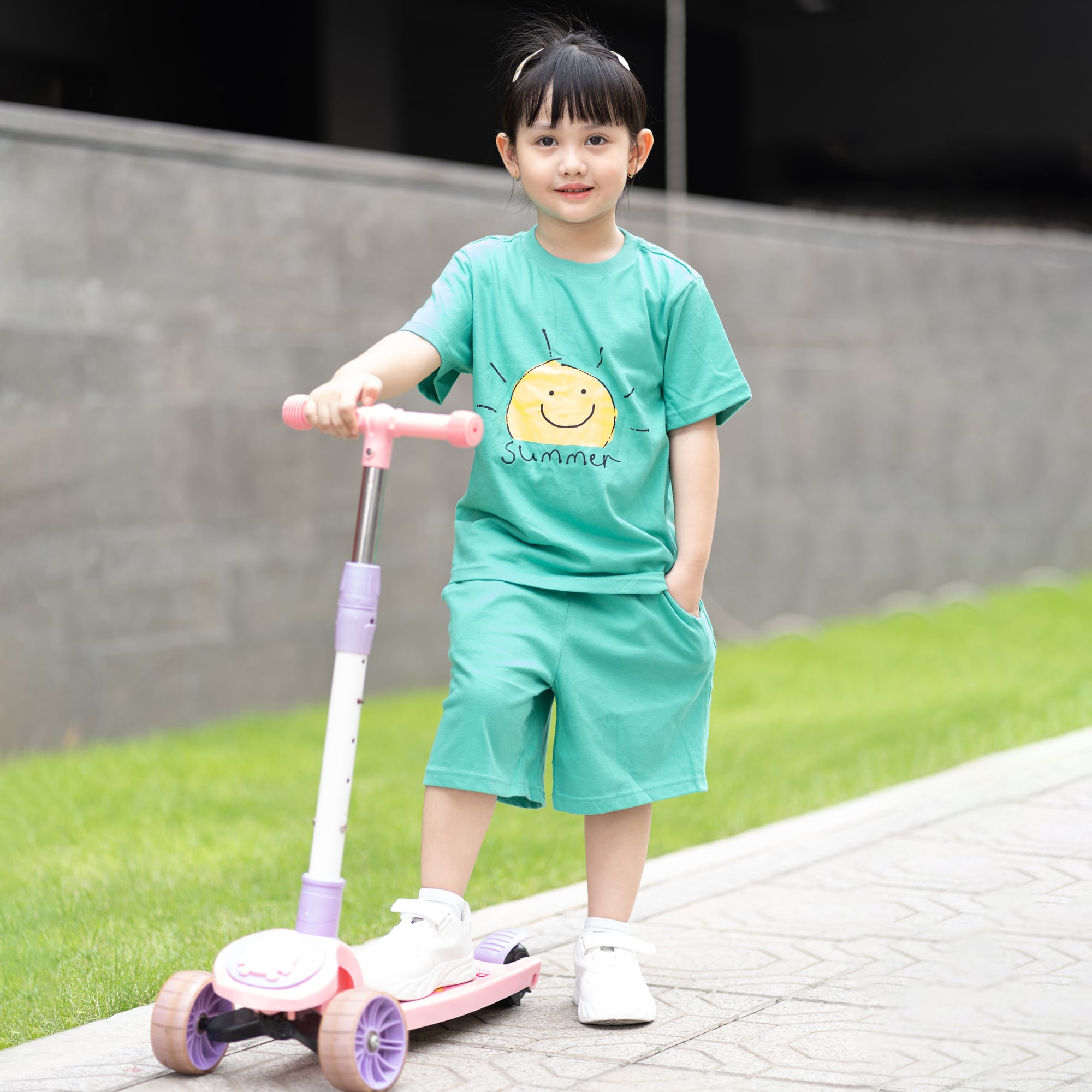 Bộ đồ ngắn cotton mịn bé trai và bé gái U3132