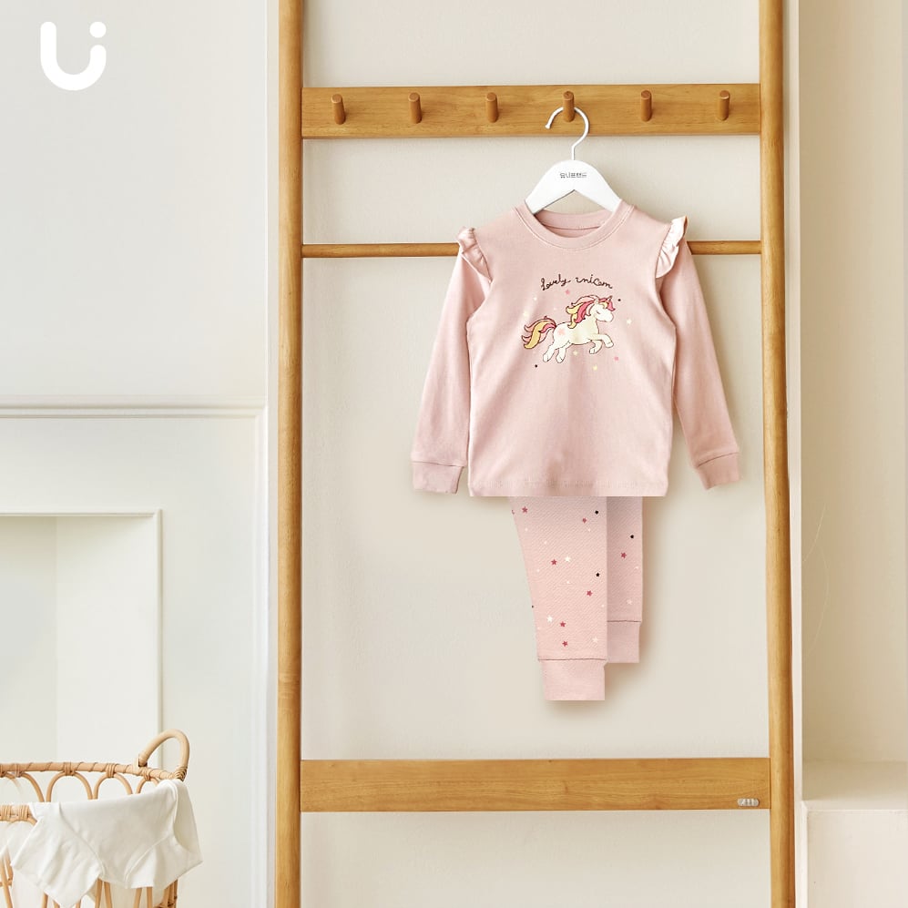 Bộ đồ dài dáng ôm cotton mịn bé gái U1202