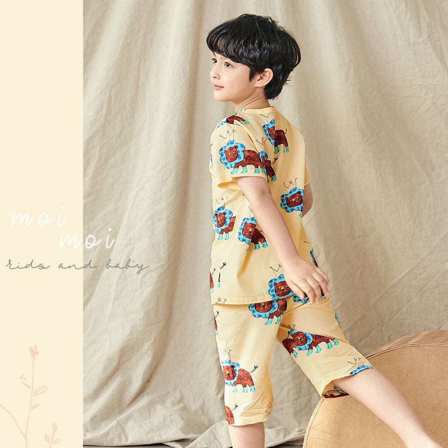[Lẻ size] Bộ đồ Pyjama Viscose Rayon mịn ngắn tay bé trai và bé gái U8012