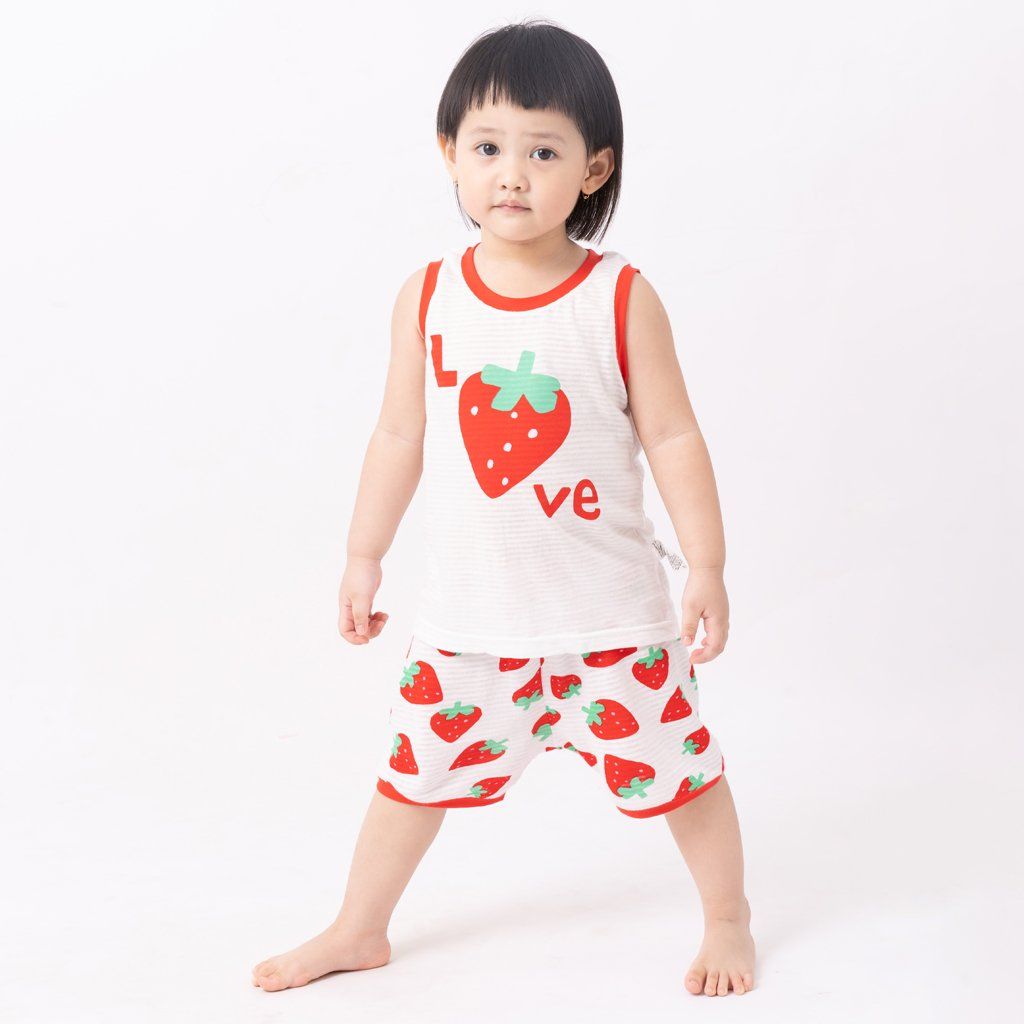 Bộ đồ ba lỗ cotton giấy bé gái U4060