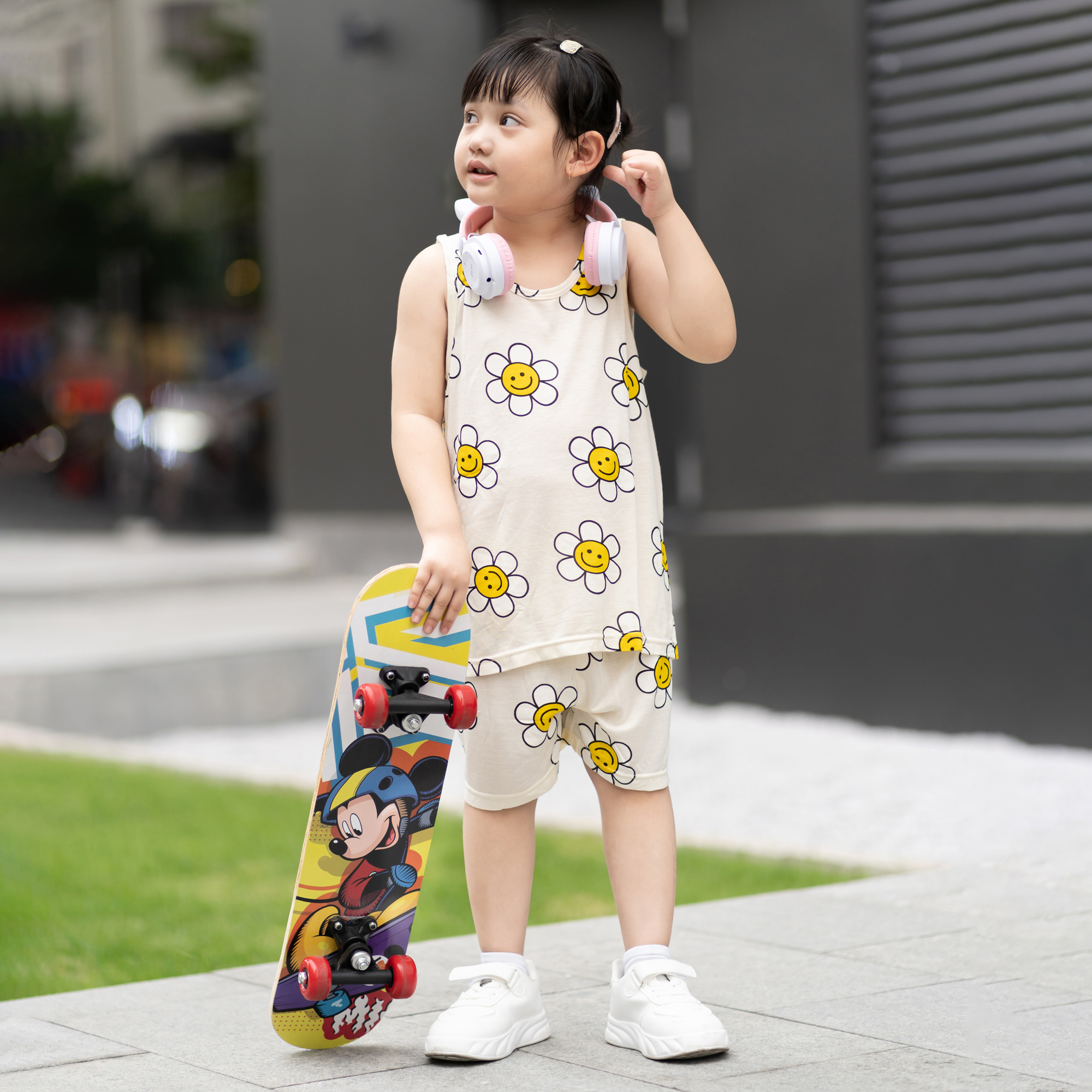 Bộ đồ ba lỗ Cool Feel mịn mỏng mát bé gái U4061
