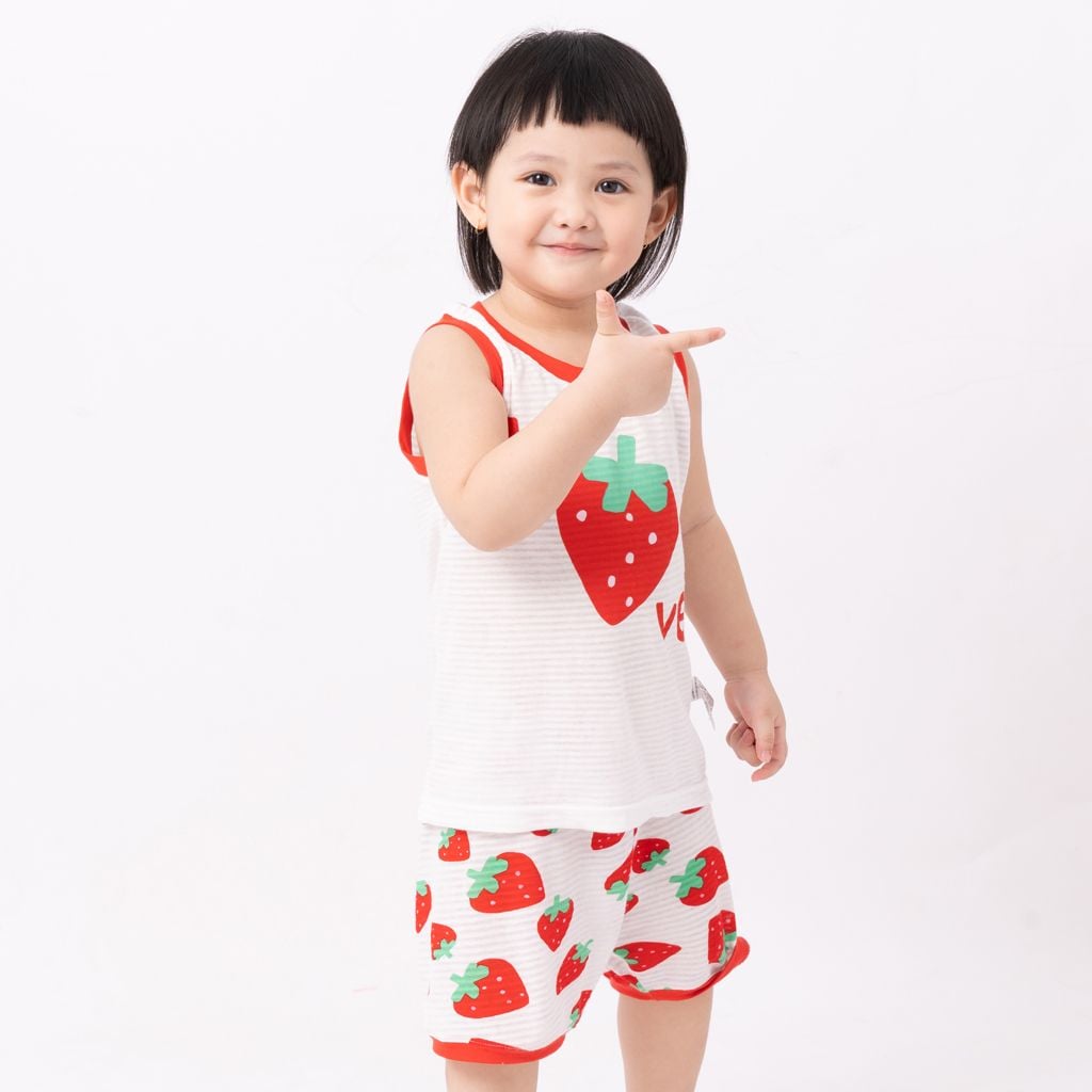 Bộ đồ ba lỗ cotton giấy bé gái U4060