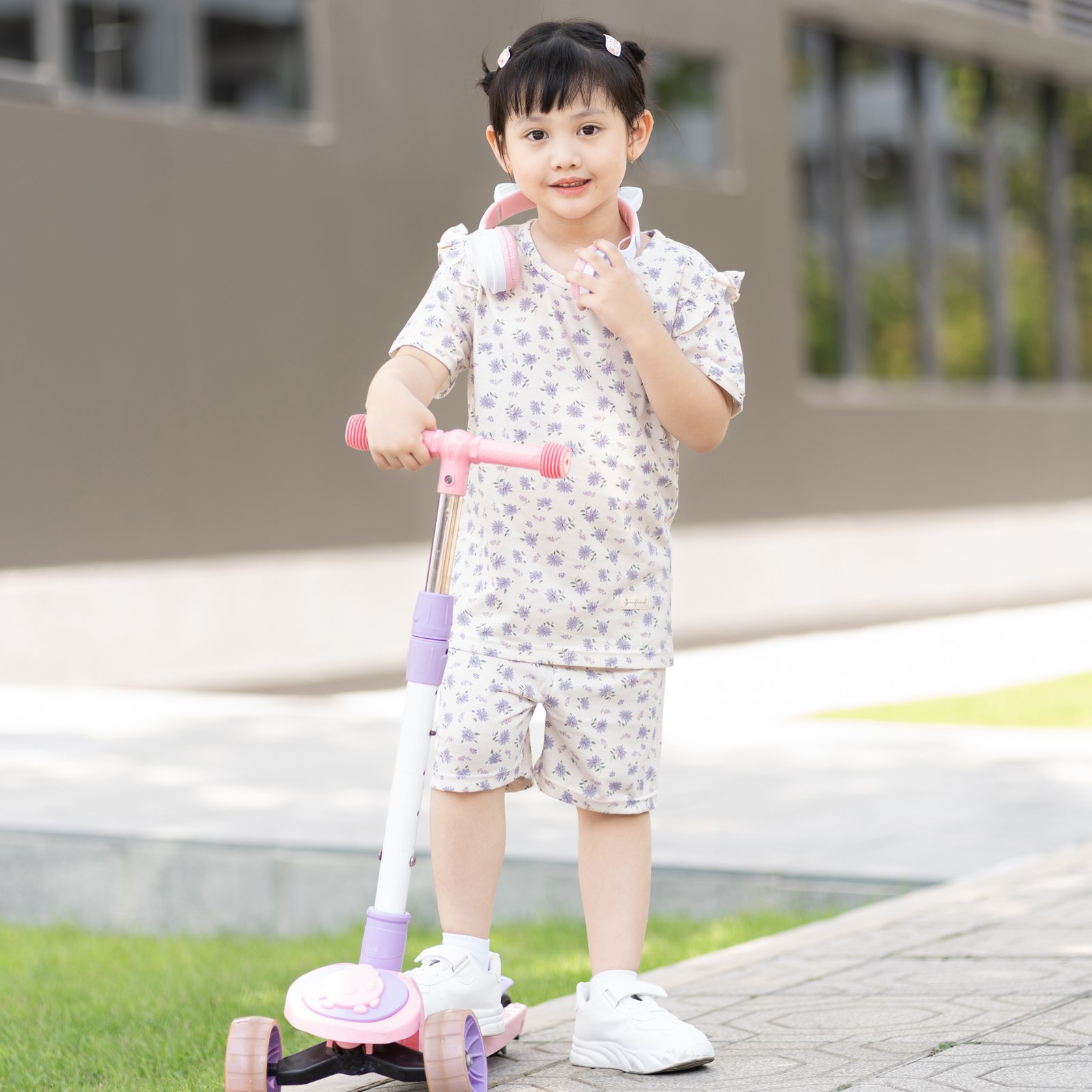Bộ đồ ngắn cotton mịn bé gái U3177