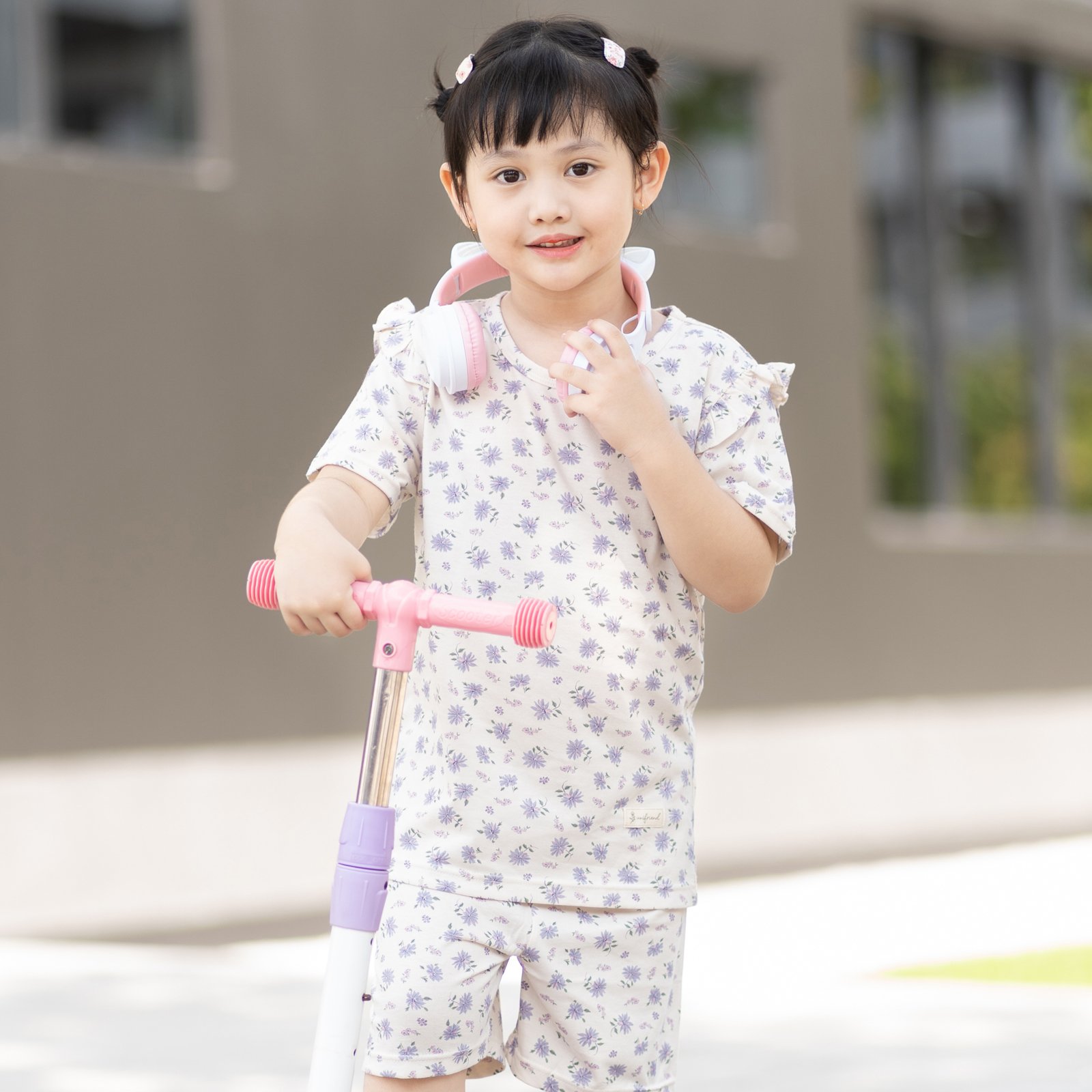 Bộ đồ ngắn cotton mịn bé gái U3177