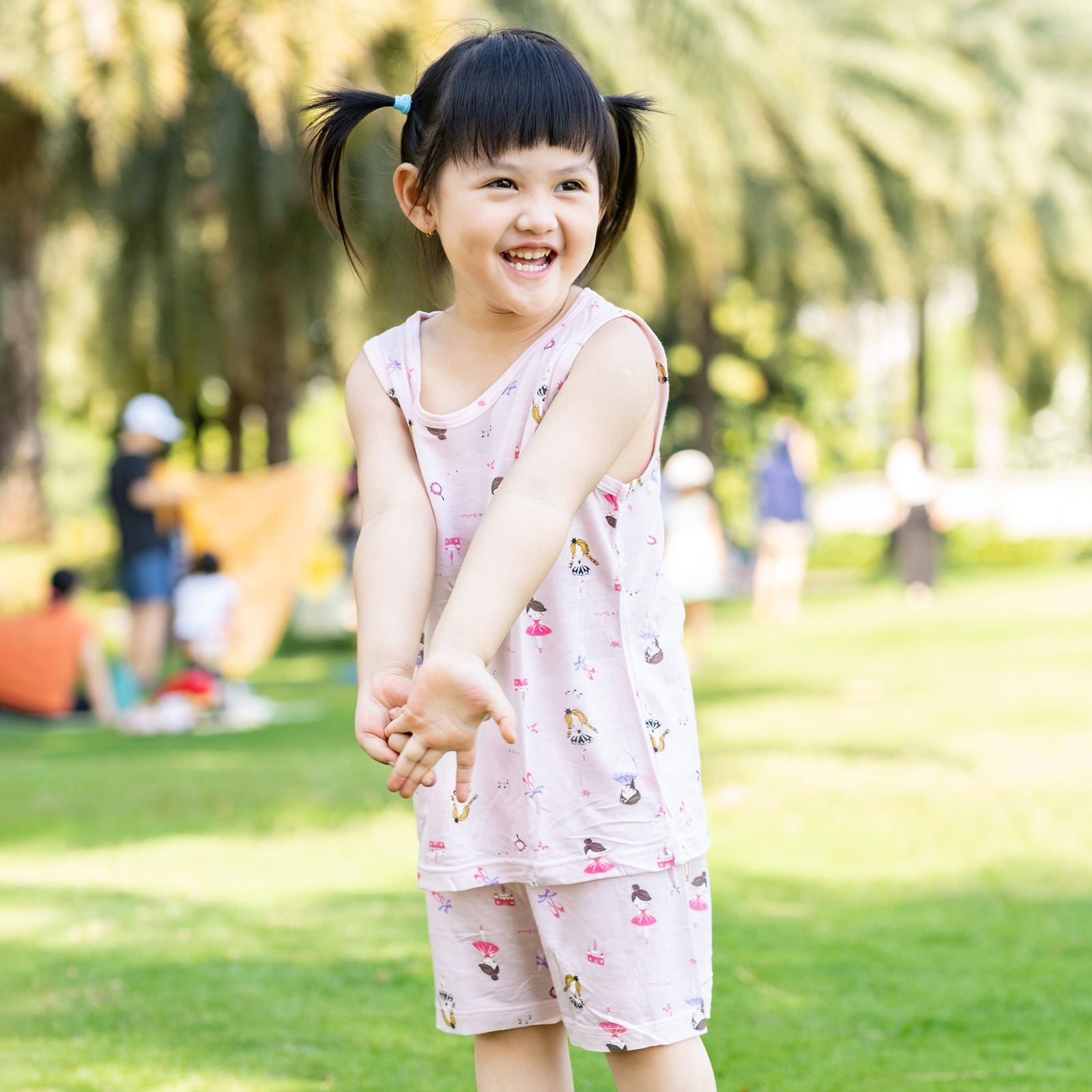 Bộ đồ ba lỗ vải sinh học Tencel cao cấp bé gái U4066