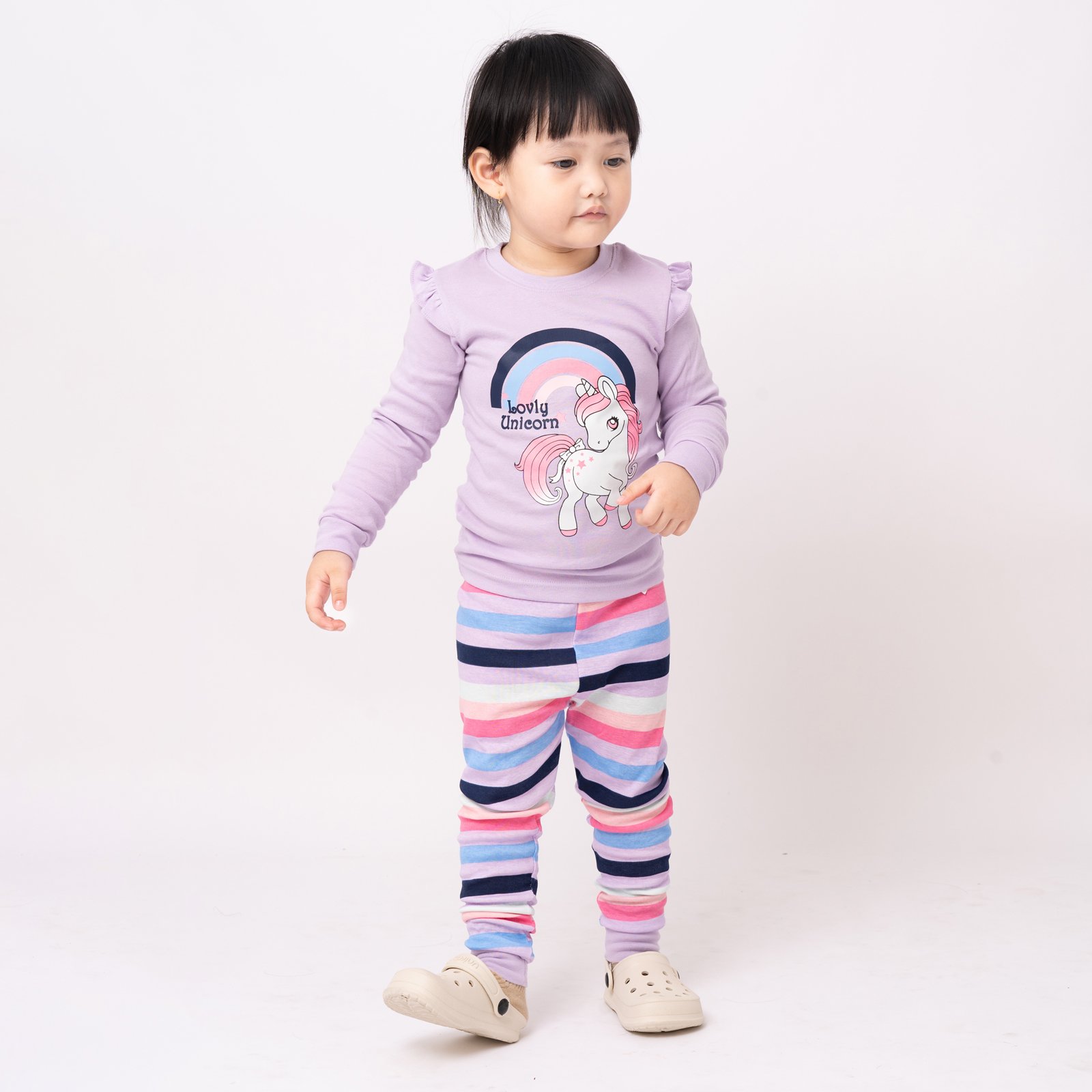 Bộ đồ dài dáng ôm cotton mịn bé gái U1149