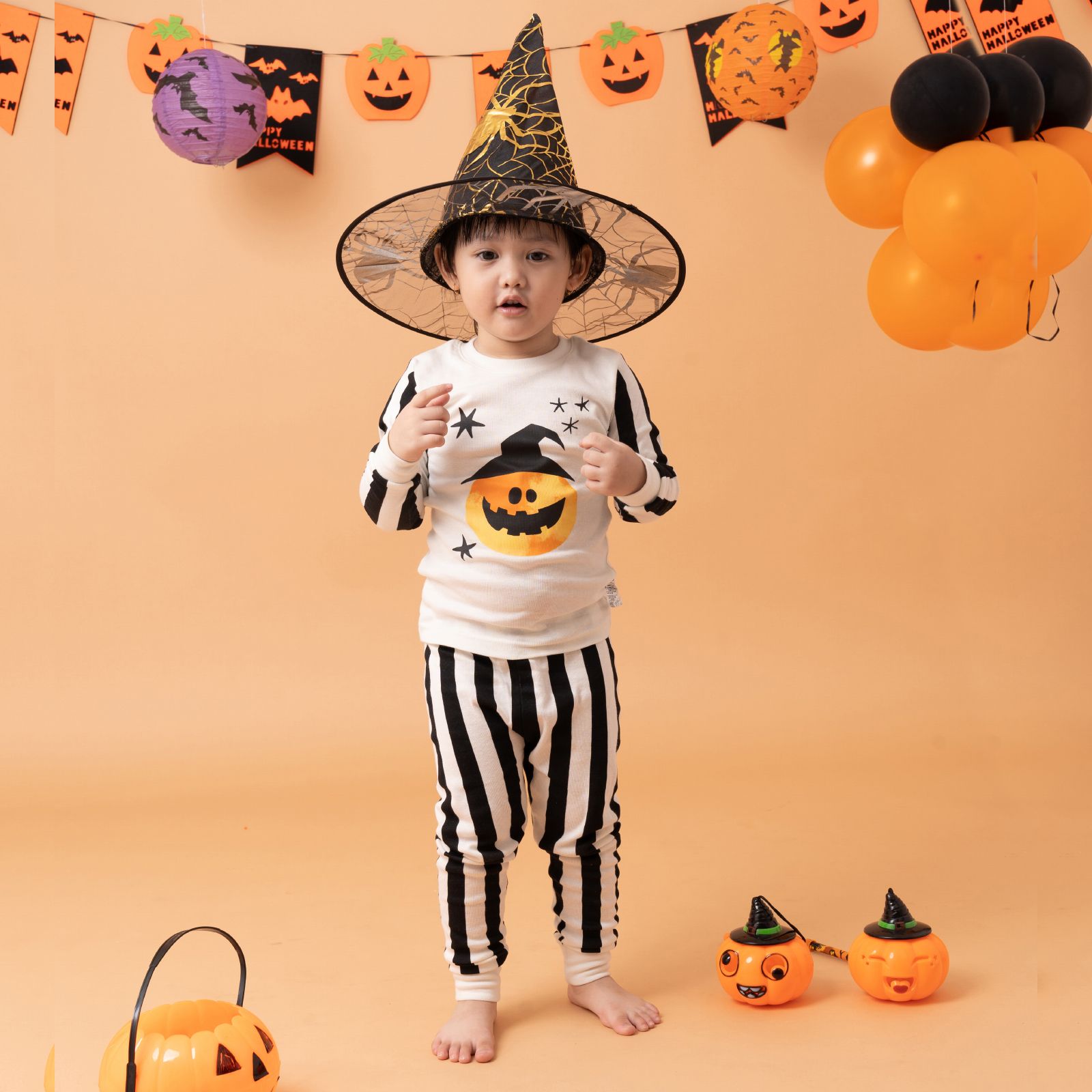 Bộ đồ dài Halloween dáng ôm cotton mịn bé trai và bé gái U1156