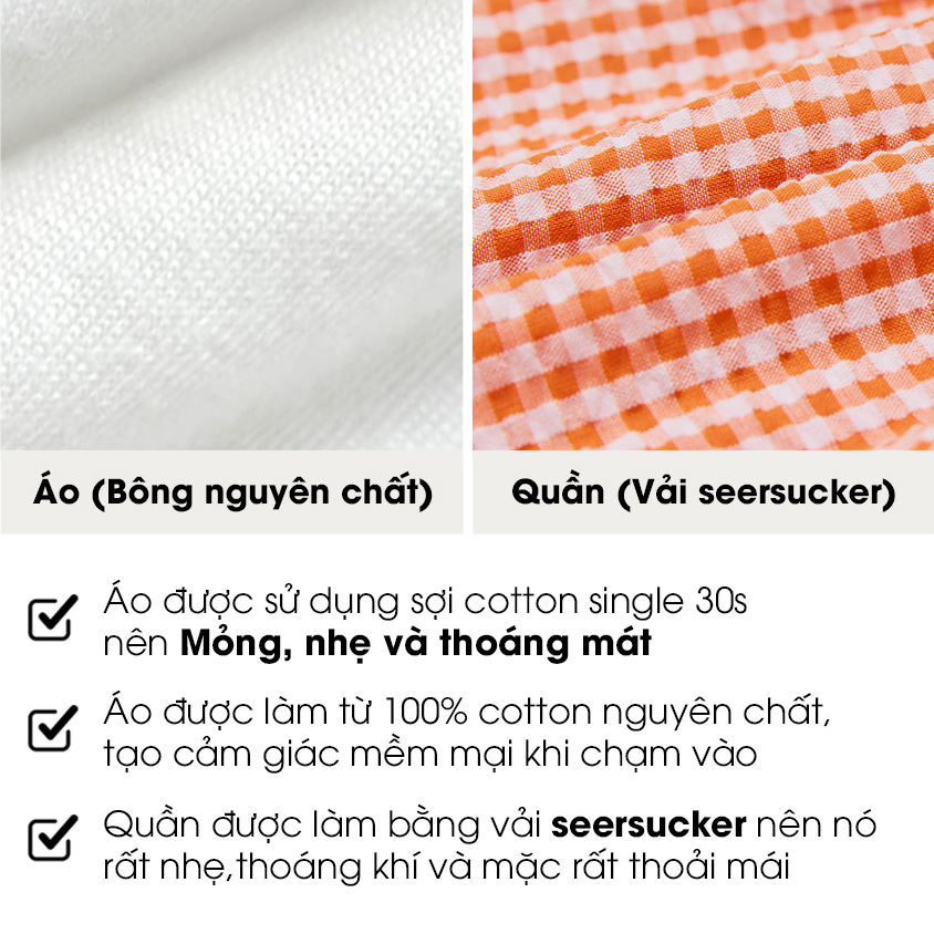 Bộ đồ ngắn cotton mịn bé gái U3216