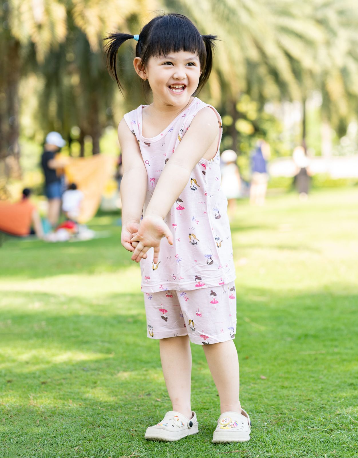 Bộ đồ ba lỗ vải sinh học Tencel cao cấp bé gái U4066