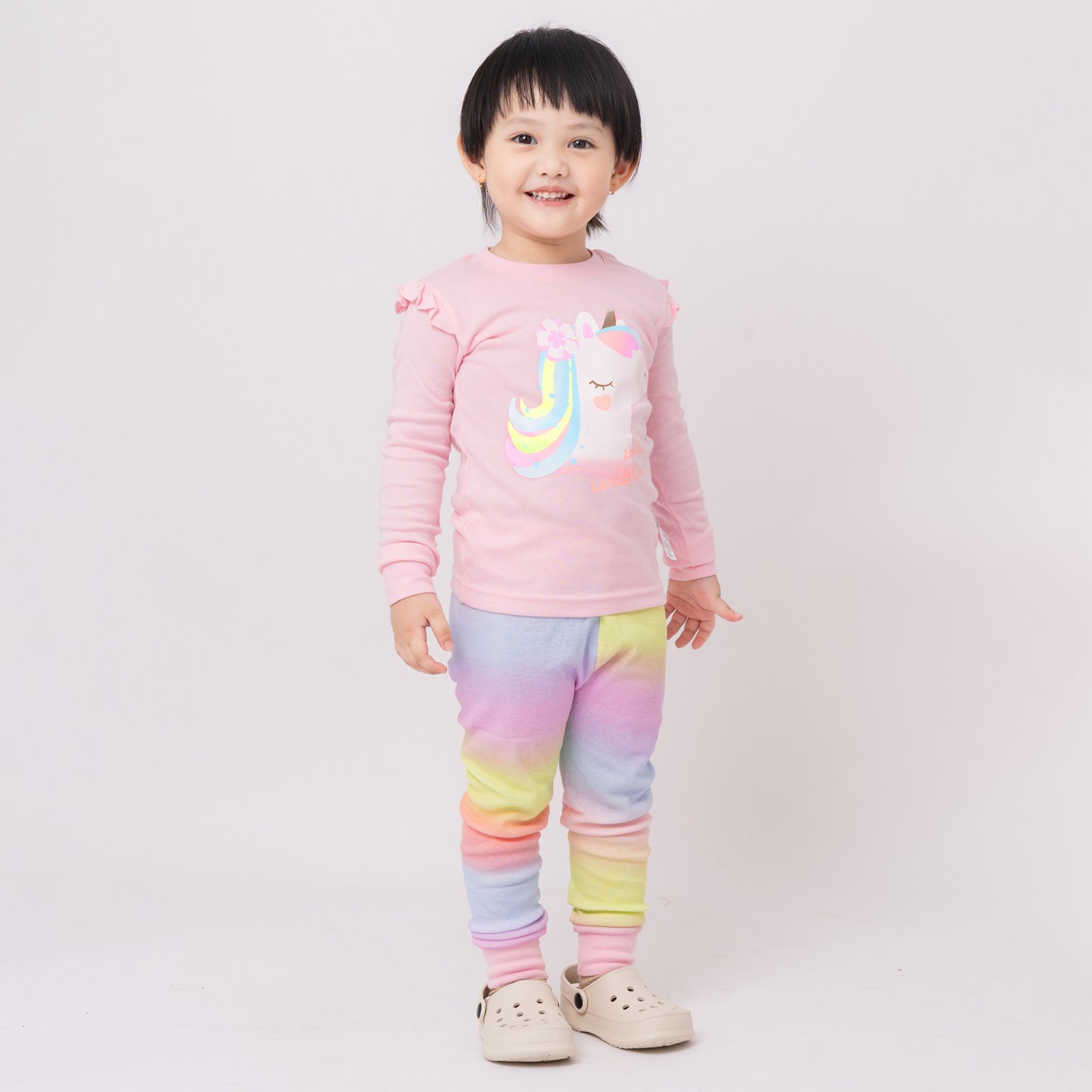 Bộ đồ dài dáng ôm cotton mịn bé gái U1150