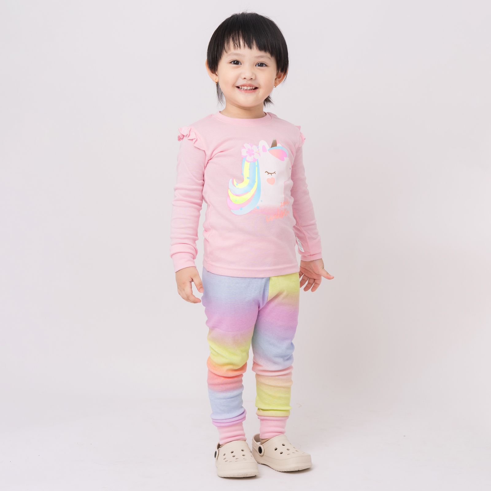 Bộ đồ dài dáng ôm cotton mịn bé gái U1150