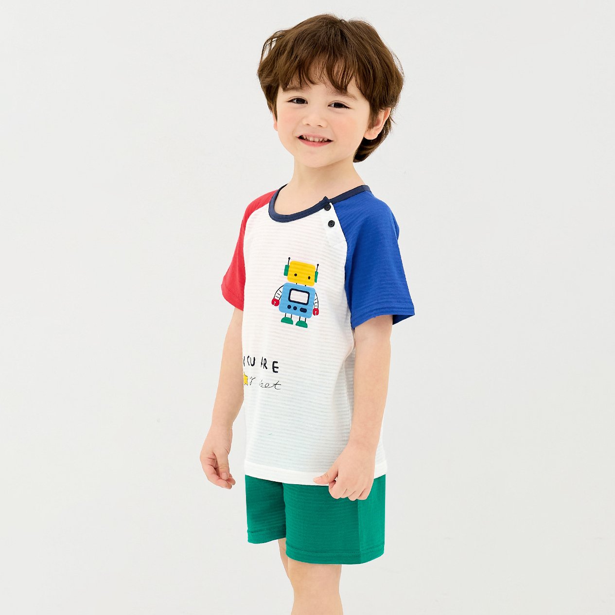 Bộ đồ ngắn cotton giấy bé trai U3204