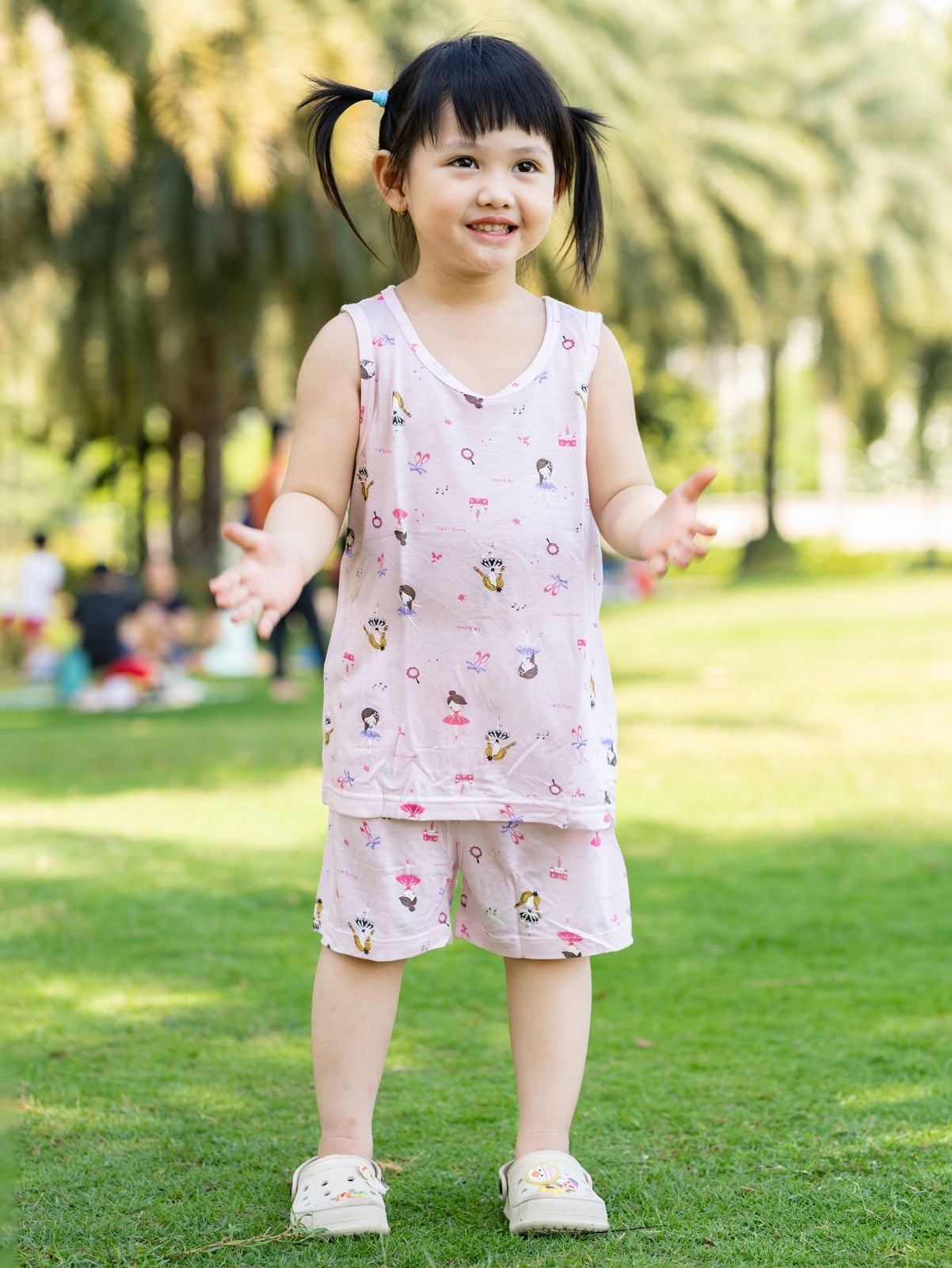 Bộ đồ ba lỗ vải sinh học Tencel cao cấp bé gái U4066