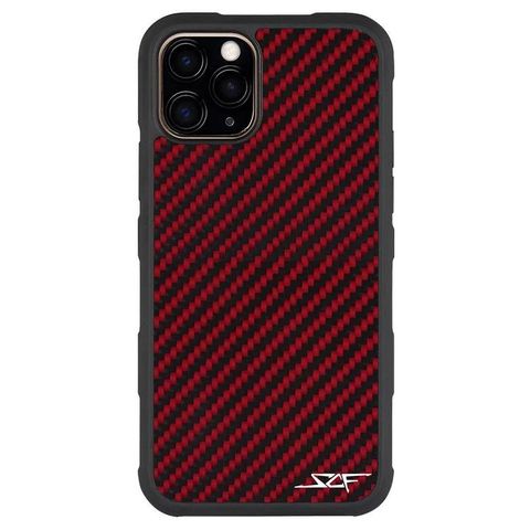 IPHONE 11 PRO MAX RED CARBON FIBER CASE ARMOR SERIES