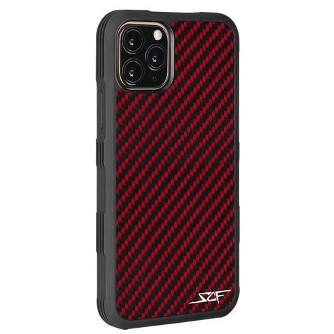 IPHONE 11 PRO RED CARBON FIBER CASE ARMOR SERIES