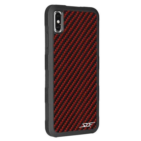 IPHONE XS MAX RED CARBON FIBER CASE ARMOR SERIES