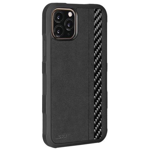 IPHONE 11 PRO ALCANTARA & REAL CARBON FIBER CASE ARMOR SERIES