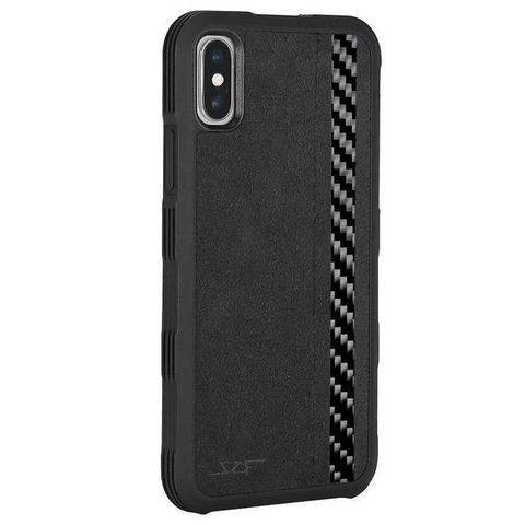 IPHONE X & XS ALCANTARA & REAL CARBON FIBER CASE ARMOR SERIES