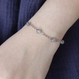 Vòng tay chuỗi đá xà cừ Labradorite minimalist