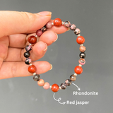 Vòng tay mix 2 loại đá rhondonite và Red jasper năng lượng sức khỏe