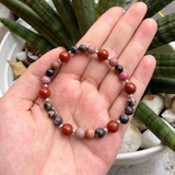 Vòng tay mix 2 loại đá rhondonite và Red jasper năng lượng sức khỏe