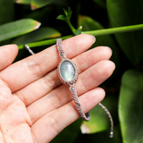 Vòng tay thủ công macrame đá xà cừ labradorite, vòng tay đá tự nhiên, thiết kế riêng từng mẫu với dây