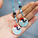 Móc khóa cho người yêu biển, hình cá mập và đá aquamarine + sandstone lấp lánh