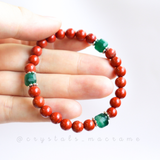 Vòng tay đá Red Jasper mix Emerald (Ngọc Lục Bảo) và Charm Tỏa Sáng