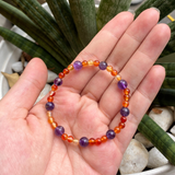 Vòng tay mix hạt đá Carnelian và thạch anh tím Amethyst, vòng đá phong thủy thời trang