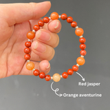 Vòng tay mix hạt đá Orange aventurine và red jasper, vòng đá phong thủy thời trang