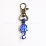 Móc khóa Macrame đá Lapis Lazuli kết hợp charm Evil Eye