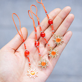 Móc khóa charm mặt trời và đá carnelian, sun lover, positive energy