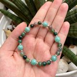 Vòng tay mix hạt đá moss agate và amazonite, vòng đá phong thủy thời trang