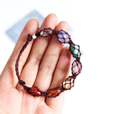 Vòng tay chakra 7 viên đá tự nhiên micro macrame, năng lượng cân bằng