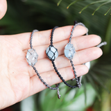 Vòng tay đá aquamarine với dây macrame, vòng tay đá phong thủy cho nam nữ