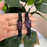 Vòng tay unisex macrame đá thạch anh tím thô Amethyst cho nam và nữ